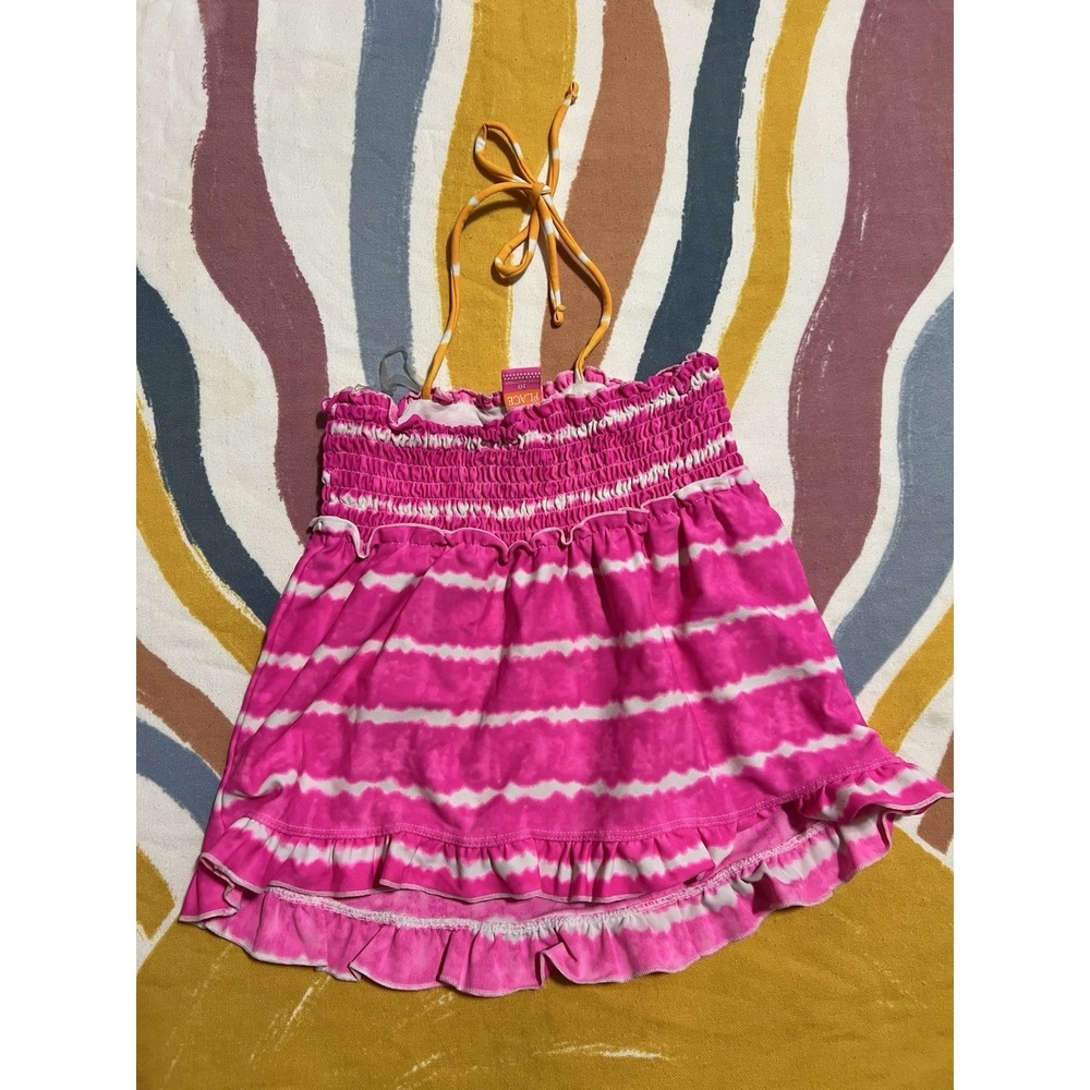 The Children's Place Girls 10 Pink/White Tie-Dye Ruffle Pull-On A-Line Skirt
